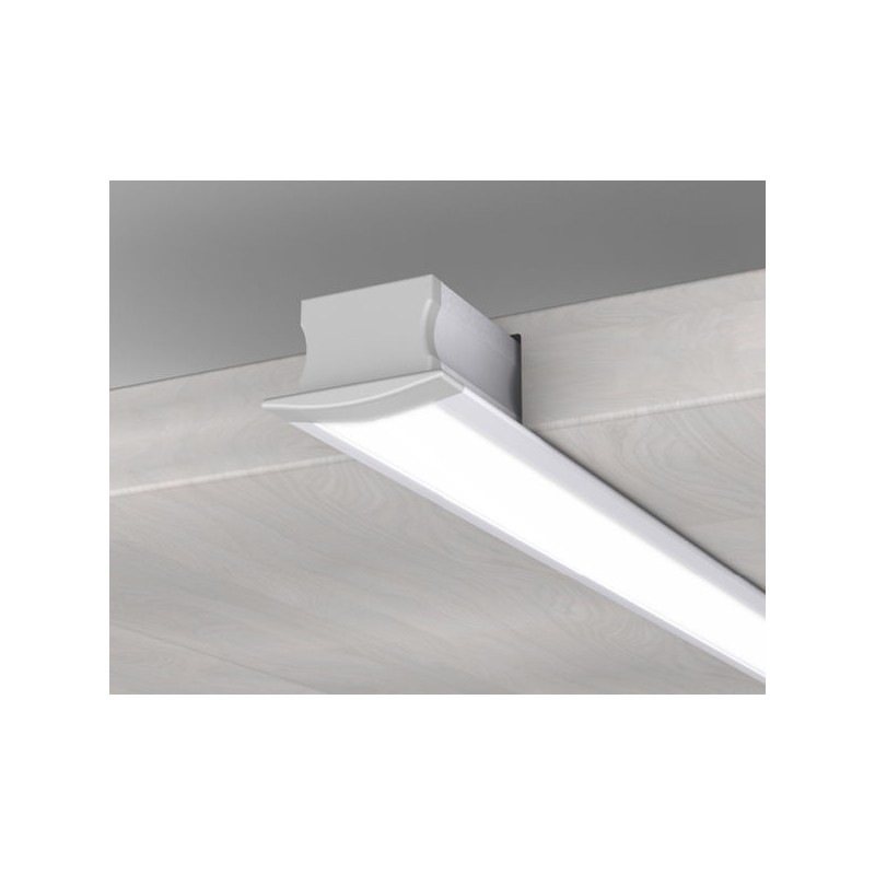 Perfil aluminio tira LED en superficie 2 m - Difusor plano White cover