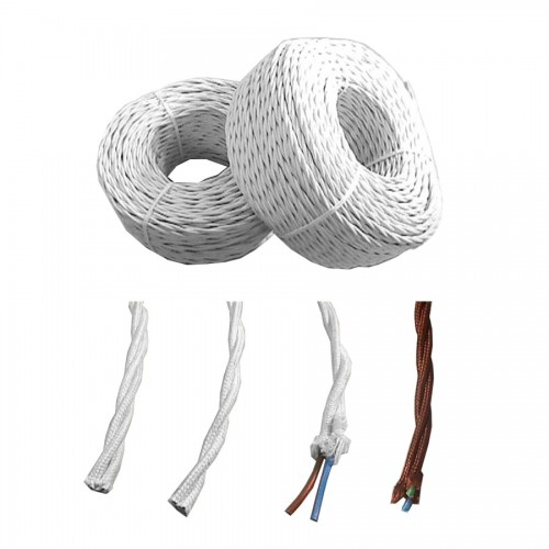Cable Textil Trenzado 3x1.5mm Blanco