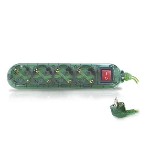 Base Múltiple 4T Verde Transparente c/Interruptor