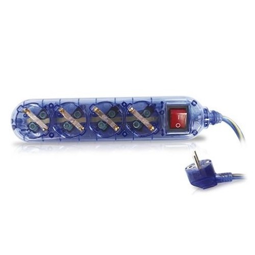 Base Múltiple 4T Azul Transparente c/Interruptor