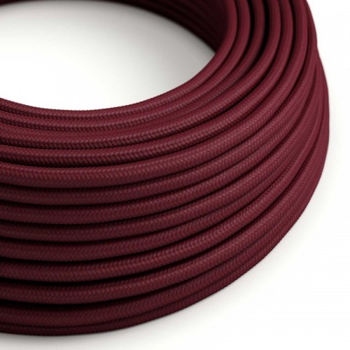 Cable Eléctrico Redondo Recubierto en tejido Efecto Seda Color Sólido, Burdeos RM19
