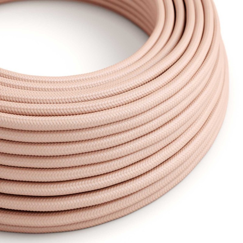 Cable Eléctrico Redondo Recubierto en tejido Efecto Seda Color Sólido Rosa Baby RM16