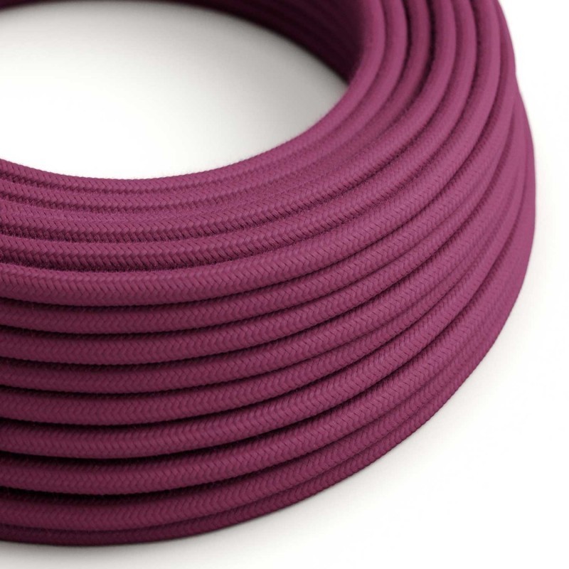Cable Eléctrico Redondo Recubierto en Algodón Color Sólido Rojo Violeta RC32