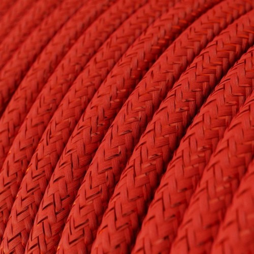 Cable Eléctrico Redondo Recubierto en tejido Efecto Seda Color Sólido Rojo Glitter RL09