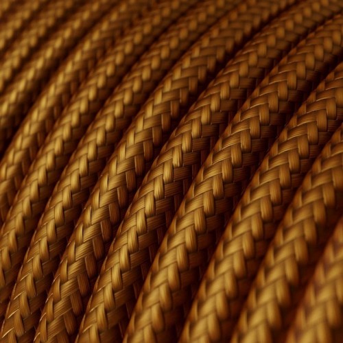 Cable Eléctrico Redondo Recubierto en tejido Efecto Seda Color Sólido Whisky RM22