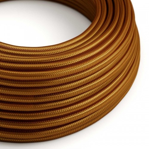 Cable Eléctrico Redondo Recubierto en tejido Efecto Seda Color Sólido Whisky RM22