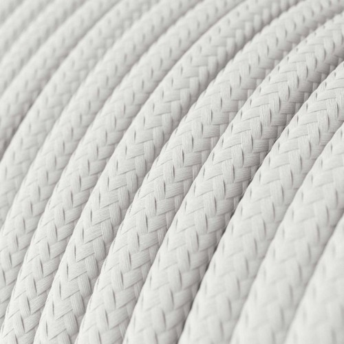 Cable Eléctrico Redondo Recubierto en tejido Efecto Seda Color Sólido Blanco RM01