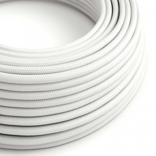 Cable Eléctrico Redondo Recubierto en tejido Efecto Seda Color Sólido Blanco RM01