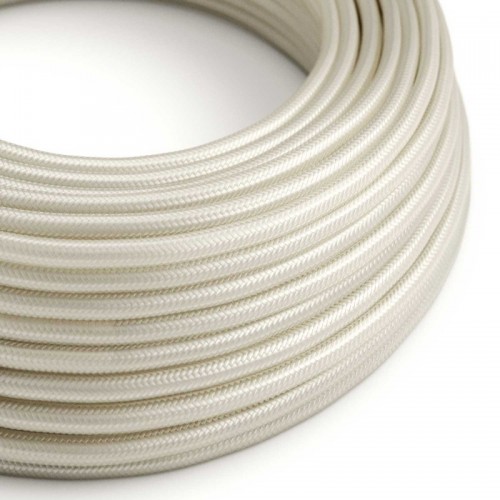 Cable Eléctrico Redondo Recubierto en tejido Efecto Seda Color Sólido Marfil RM00