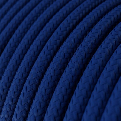 Cable Eléctrico Redondo Recubierto en tejido Efecto Seda Color Sólido Azul RM12