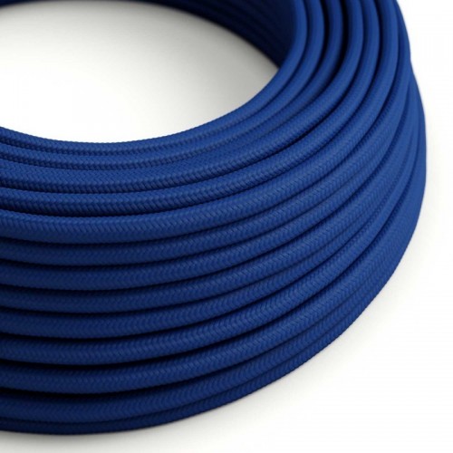 Cable Eléctrico Redondo Recubierto en tejido Efecto Seda Color Sólido Azul RM12