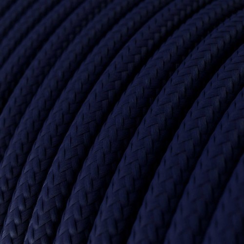 Cable Eléctrico Redondo Recubierto en tejido Efecto Seda Color Sólido Azul Marino RM20