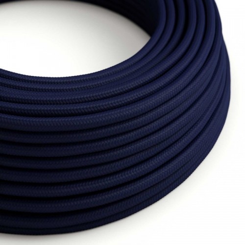 Cable Eléctrico Redondo Recubierto en tejido Efecto Seda Color Sólido Azul Marino RM20