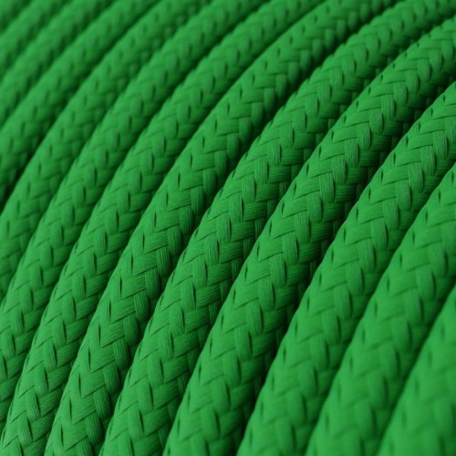 Cable Eléctrico Redondo Recubierto en tejido Efecto Seda Color Sólido Verde RM06
