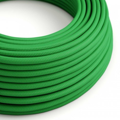 Cable Eléctrico Redondo Recubierto en tejido Efecto Seda Color Sólido Verde RM06