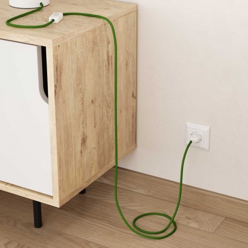 Cable Eléctrico Redondo Recubierto en tejido Efecto Seda Color Sólido, Verde Lima RM18