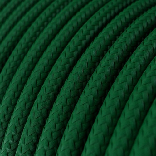 Cable Eléctrico Redondo Recubierto en tejido Efecto Seda Color Sólido Verde Oscuro RM21