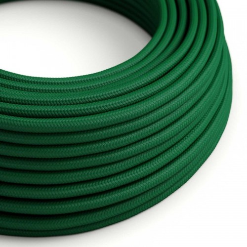 Cable Eléctrico Redondo Recubierto en tejido Efecto Seda Color Sólido Verde Oscuro RM21