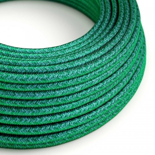 Cable Eléctrico Redondo recubierto en tejido efecto Seda Color Sólido Esmeralda RM33