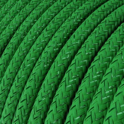 Cable Eléctrico Redondo Recubierto en tejido Efecto Seda Color Sólido Verde Glitter RL06