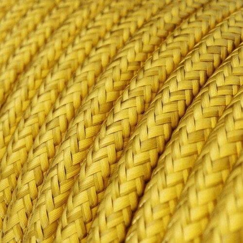 Cable Eléctrico Redondo recubierto en tejido efecto Seda Color Sólido Limón RM31