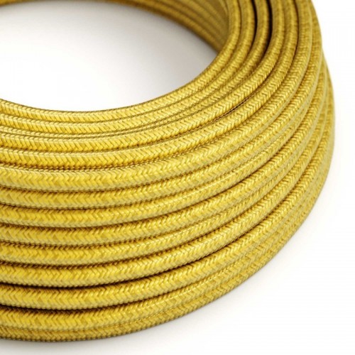 Cable Eléctrico Redondo recubierto en tejido efecto Seda Color Sólido Limón RM31