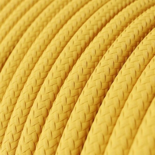 Cable Eléctrico Redondo Recubierto en tejido Efecto Seda Color Sólido Amarillo RM10