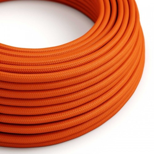 Cable Eléctrico Redondo Recubierto en tejido Efecto Seda Color Sólido, Naranja RM15