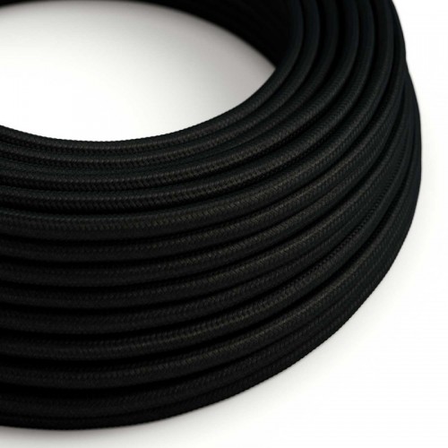 Cable Eléctrico Redondo Recubierto en tejido Efecto Seda Color Sólido Negro RM04