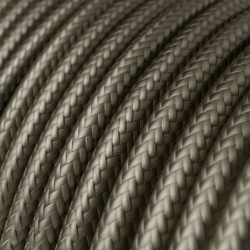 Cable Eléctrico Redondo Recubierto en tejido Efecto Seda Color Sólido Gris Oscuro RM26