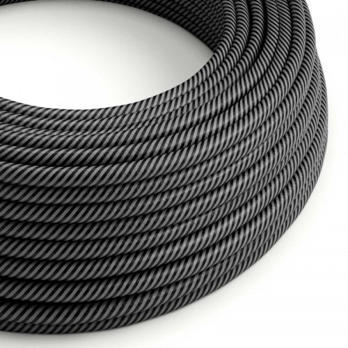 Cable Eléctrico redondo Vertigo HD recubierto en Textil finas tiras Grafito y Negro ERM38