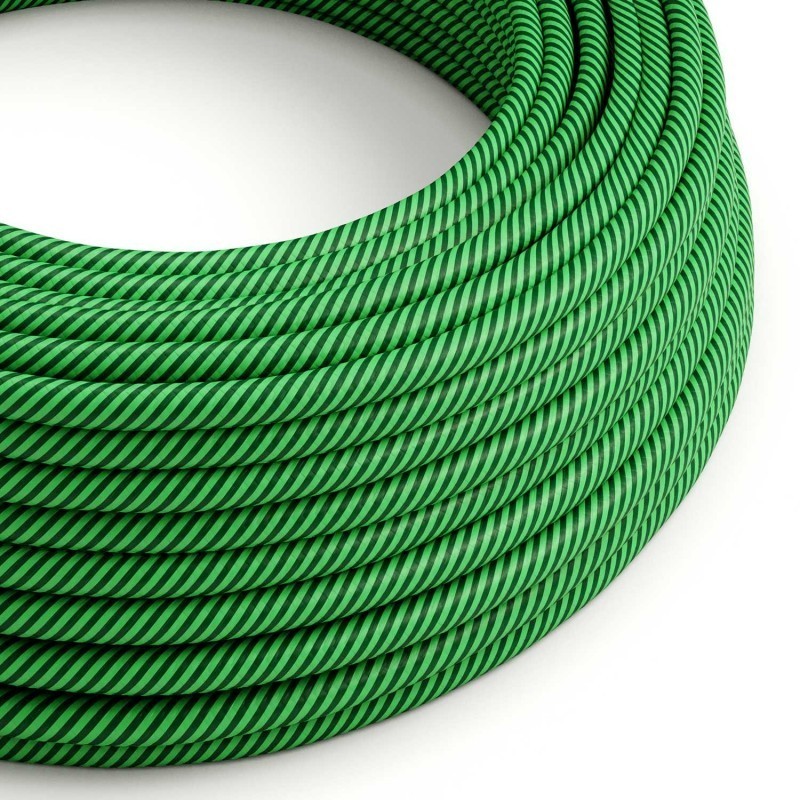 Cable Eléctrico redondo Vertigo HD recubierto en Textil Kiwi y Verde Oscuro ERM48