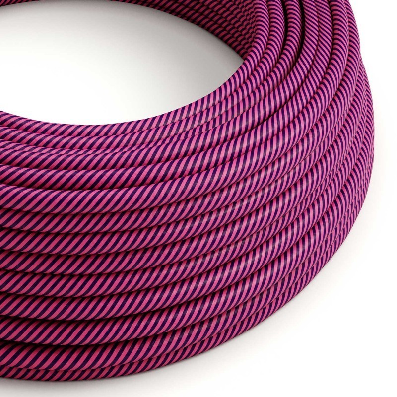 Cable Eléctrico redondo Vertigo HD recubierto en Textil Fucsia y Púrpura Oscuro ERM50