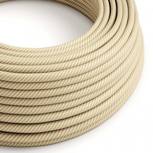 Cable Eléctrico redondo Vertigo HD recubierto en Textil Crema y Avellana de rayas anchas ERM53
