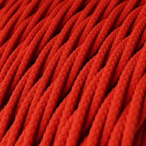 Cable Eléctrico Trenzado Recubierto en tejido Efecto Seda Color Rojo TM09