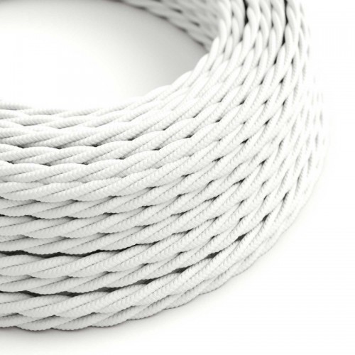 Cable Eléctrico Trenzado Recubierto en tejido Efecto Seda Color Blanco TM01
