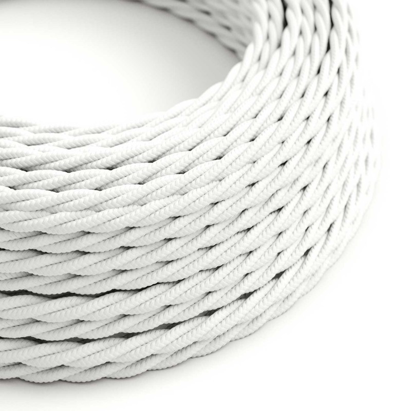 Cable Eléctrico Trenzado Recubierto en tejido Efecto Seda Color Blanco TM01