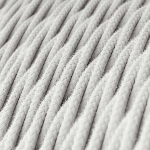 Cable Eléctrico Trenzado Recubierto en tejido Algodón Color Blanco TC01