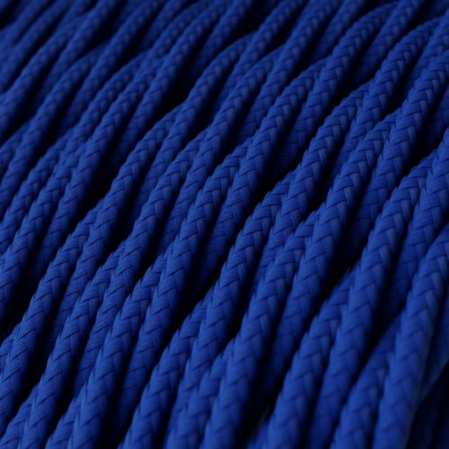 Cable Eléctrico Trenzado Recubierto en tejido Efecto Seda Color Azul TM12