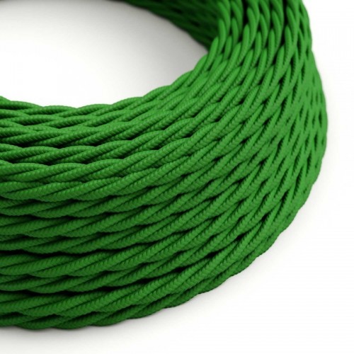 Cable Eléctrico Trenzado Recubierto en tejido Efecto Seda Color Verde TM06