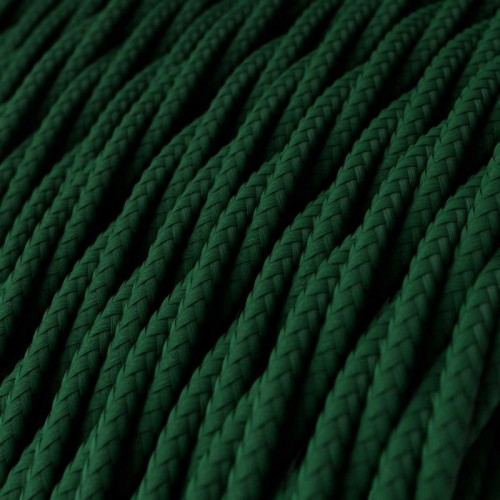 Cable Eléctrico Trenzado Recubierto en tejido Efecto Seda Color Verde Oscuro TM21