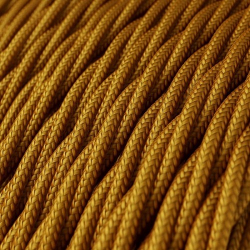Cable Eléctrico Trenzado Recubierto en tejido Efecto Seda Color Dorado TM05