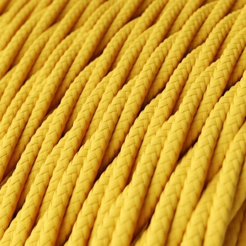 Cable Eléctrico Trenzado Recubierto en tejido Efecto Seda Color Amarillo TM10