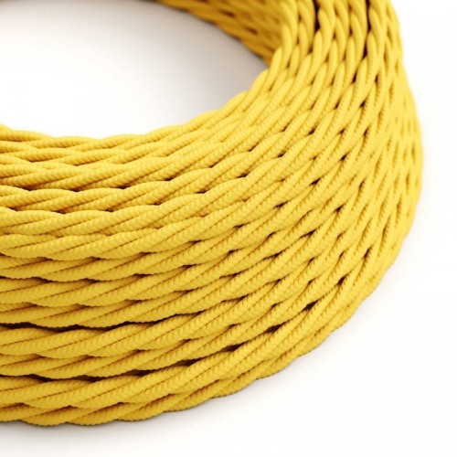 Cable Eléctrico Trenzado Recubierto en tejido Efecto Seda Color Amarillo TM10