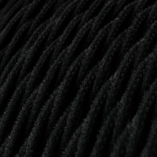 Cable Eléctrico Trenzado Recubierto en tejido Algodón Color Negro TC04