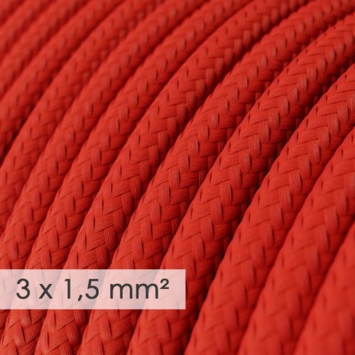 Cable eléctrico de sección grande 3x1,50 redondo - Tejido Efecto Seda Rojo RM09
