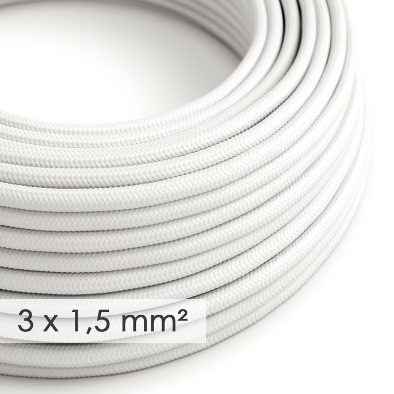 Cable eléctrico de sección grande 3x1,50 redondo - Tejido Efecto Seda Blanco RM01