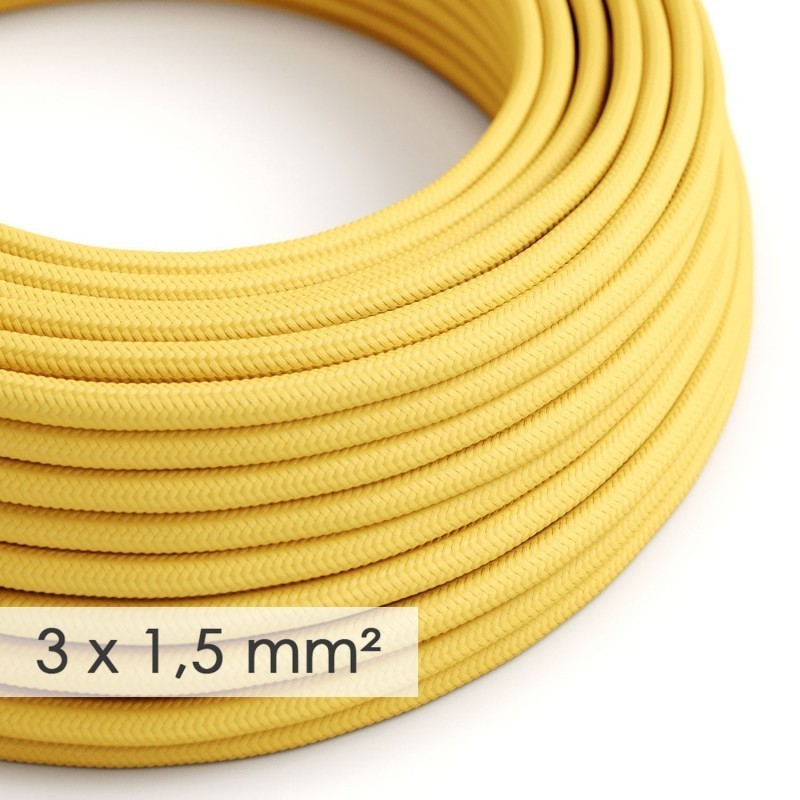 Cable eléctrico de sección grande 3x1,50 redondo - Tejido Efecto Seda Amarillo RM10