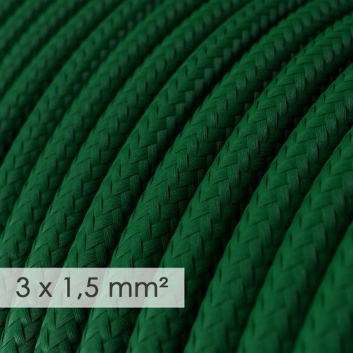 Cable eléctrico de sección grande 3x1,50 redondo - Tejido Efecto Seda Verde Oscuro RM21