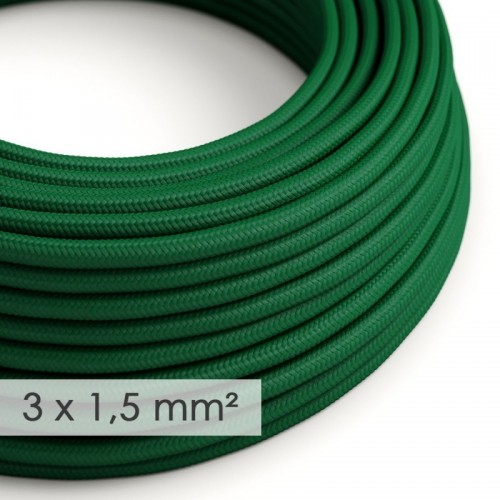 Cable eléctrico de sección grande 3x1,50 redondo - Tejido Efecto Seda Verde Oscuro RM21
